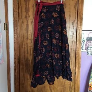 Leaf Print Wrap Skirt